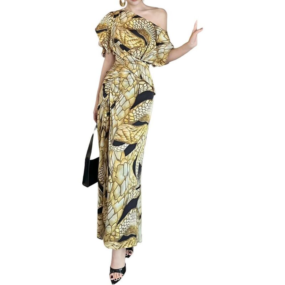 Burryco Womens Off-The-Shoulder Maxi Dress
